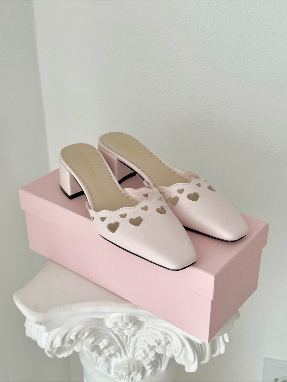 For Love & Lemons Pink Juliette Kitten Mule Heels